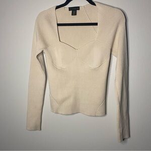 House of Harlow 1960 Cream Ribbed Sweater